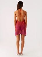Twilight Glow – Mini Dress with Open Back & Halter Neckline –... oaklynwear