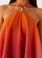 Twilight Glow – Mini Dress with Open Back & Halter Neckline –... oaklynwear