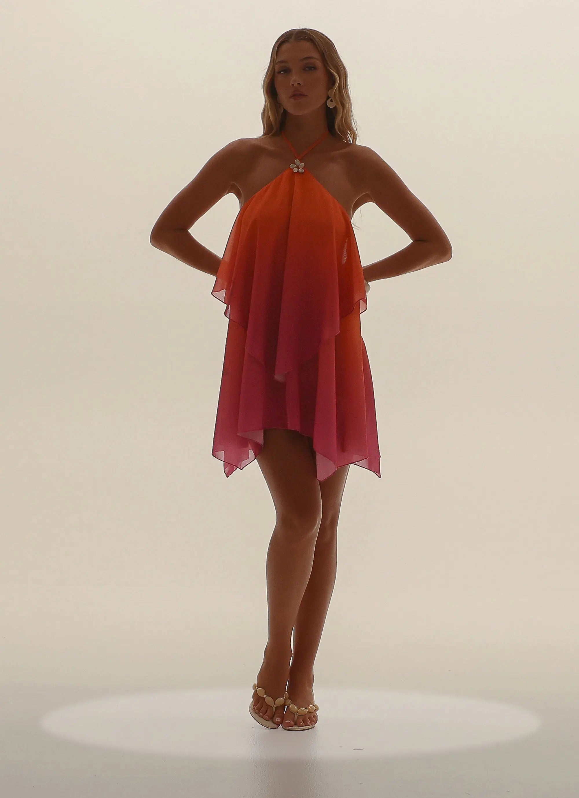 Twilight Glow – Mini Dress with Open Back & Halter Neckline –... oaklynwear