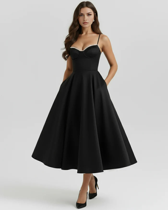 Clarisse | Tulle Sweetheart Corset Midi Dress oaklynwear