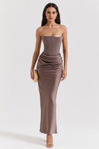 White Maxi Dress with Strapless Neckline – Elegant Long Dress for... oaklynwear