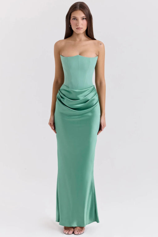 White Maxi Dress with Strapless Neckline – Elegant Long Dress for... oaklynwear