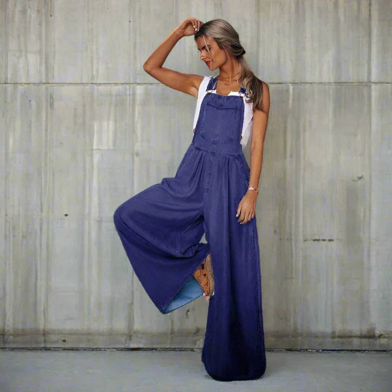Wide Leg Denim Overalls oaklynwear