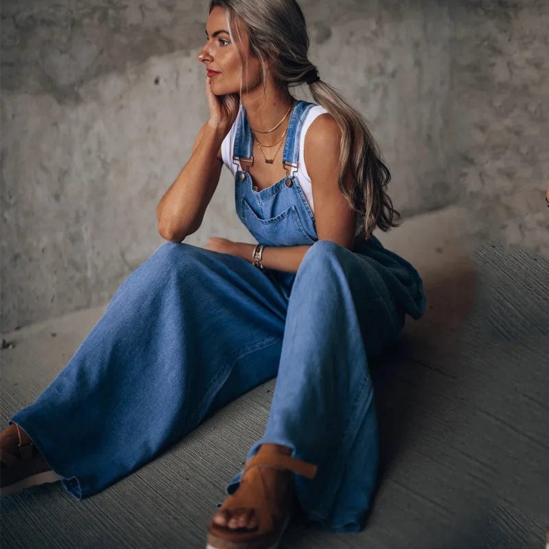Wide Leg Denim Overalls oaklynwear