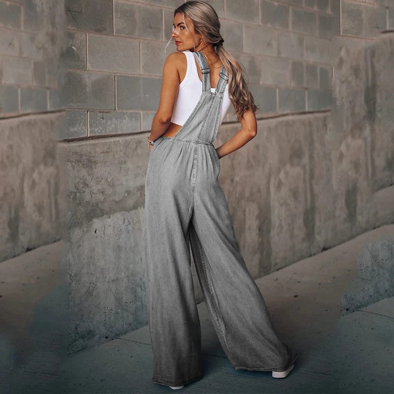 Wide Leg Denim Overalls oaklynwear