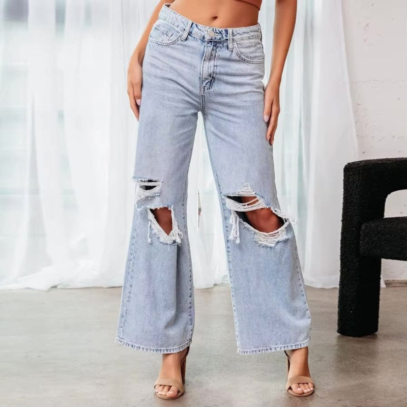 Wide Leg Ripped Jeans oaklynwear