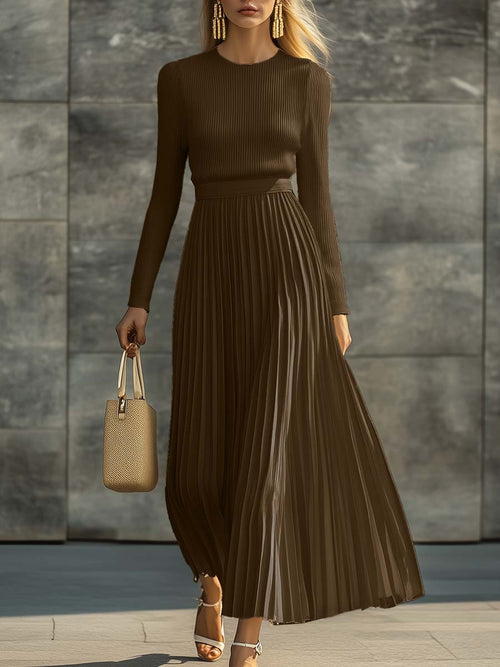 Aurora | Pleated Ribbed Bodice Midi Dress oaklynwear