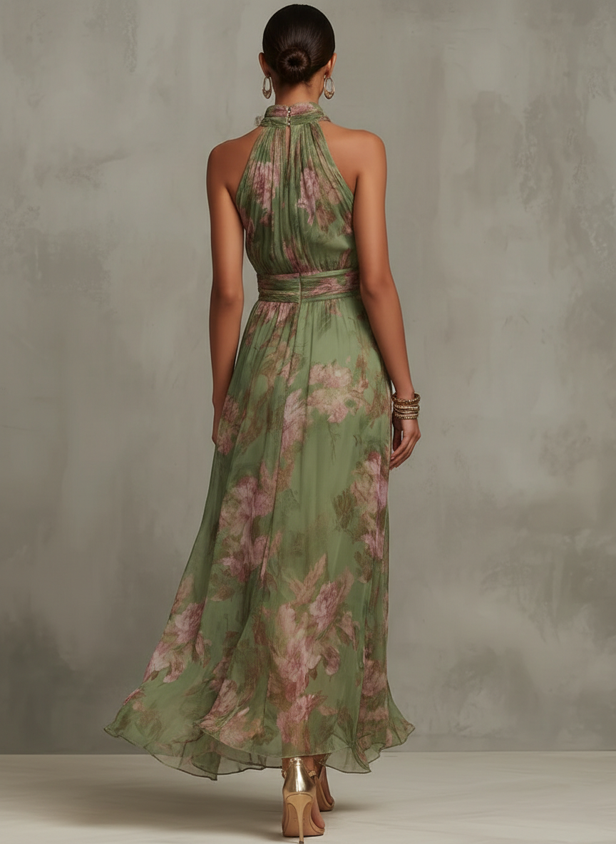 Adeline | Halter Neck Floral Maxi Dress oaklynwear