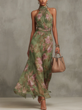 Adeline | Halter Neck Floral Maxi Dress oaklynwear