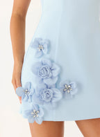 Women's Cocktail Dress with Flower Appliqué – Strapless Mini... oaklynwear