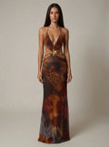Zafina | Backless Halter Deep V Maxi Dress oaklynwear