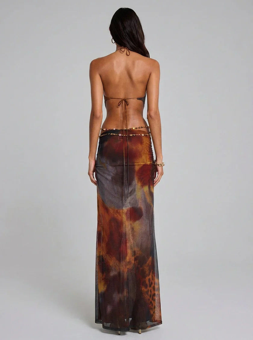 Zafina | Backless Halter Deep V Maxi Dress oaklynwear