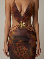 Zafina | Backless Halter Deep V Maxi Dress oaklynwear
