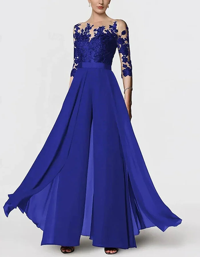 Elegant Lace Solid Color Dress Jumpsuit oaklynwear