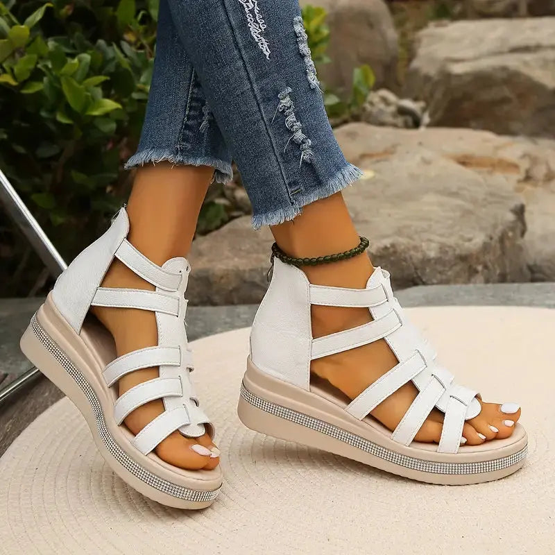 Elle | Comfort Sandals with Rhinestone Decoration oaklynwear