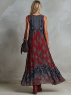 Indira | Ethnic Print Chiffon Maxi Dress oaklynwear