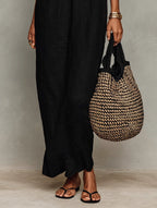 Vivienne | Women's Minimalist Linen-Blend Lace-Paneled Strapless oaklynwear