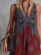 Indira | Ethnic Print Chiffon Maxi Dress oaklynwear