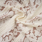 Cream off-shoulder long sleeve lace maxi dress with flared cuffs and fluted hem - view 7