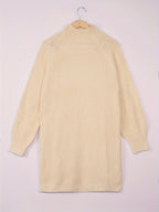 Oversized ribbed turtleneck sweater dress with raglan sleeves in mini length - view 13