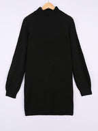 Oversized ribbed turtleneck sweater dress with raglan sleeves in mini length - view 3