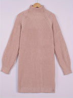 Oversized ribbed turtleneck sweater dress with raglan sleeves in mini length - view 8