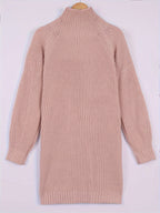 Oversized ribbed turtleneck sweater dress with raglan sleeves in mini length - view 9