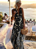 Sleeveless metallic foil maxi dress with plunging V-neck and empire waist - view 9