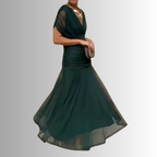 Off-shoulder ruched formal maxi dress with twisted neckline and flowing chiffon-look skirt - view 11