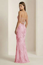 Yellow Spaghetti Straps Sheath Long Prom Dresses With Floral Embroidery oaklynwear