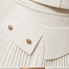 Double-breasted white cropped blazer with gold-tone buttons and matching pleated skirt - view 8