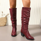 Ragnhild | Women's Knee High Slouch Boots with Buckle oaklynwear