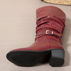 Ragnhild | Women's Knee High Slouch Boots with Buckle oaklynwear