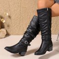 Ragnhild | Women's Knee High Slouch Boots with Buckle oaklynwear
