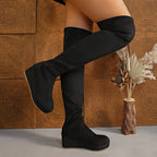 Aveline | Women's Over-the-Knee Stretch Wedge Boots oaklynwear