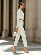 White Single-breasted Blazer And Trousers 2-Piece Suit oaklynwear