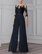 Elegant Lace Solid Color Dress Jumpsuit oaklynwear
