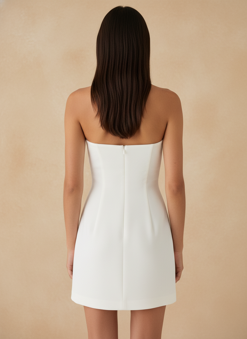 Women's White Strapless Mini Dress – Elegant Bodycon Party Dress oaklynwear