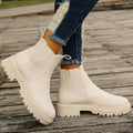 Women's platform Chelsea ankle boots with elastic side panels and chunky lug sole