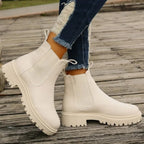 Women's platform Chelsea ankle boots with elastic side panels and chunky lug sole