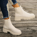 Women's platform Chelsea ankle boots with elastic side panels and chunky lug sole - view 10