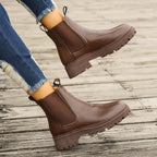 Women's platform Chelsea ankle boots with elastic side panels and chunky lug sole - view 11