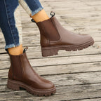 Women's platform Chelsea ankle boots with elastic side panels and chunky lug sole - view 13