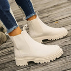 Women's platform Chelsea ankle boots with elastic side panels and chunky lug sole - view 14