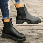 Women's platform Chelsea ankle boots with elastic side panels and chunky lug sole - view 2