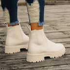 Women's platform Chelsea ankle boots with elastic side panels and chunky lug sole - view 8
