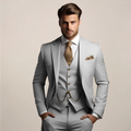 Tailored men's blazer set with notch lapels and slim trousers - view 2