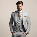 Tailored men's blazer set with notch lapels and slim trousers - view 2