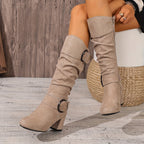 Hedvig | Women's Knee High Slouchy Block Heel Boots oaklynwear