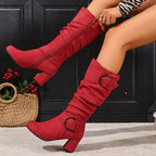 Hedvig | Women's Knee High Slouchy Block Heel Boots oaklynwear